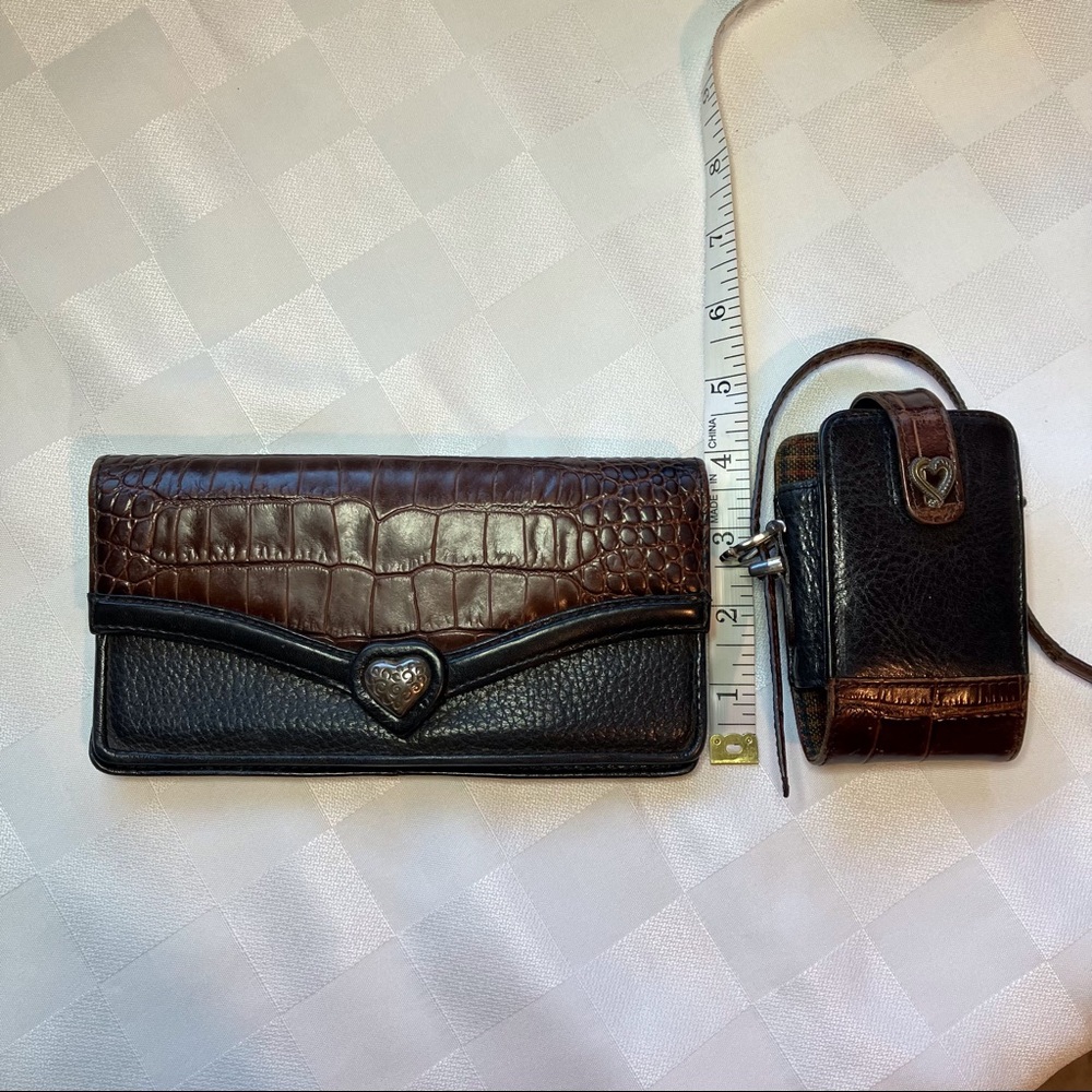 Brighton Collectables Black & Brown Leather Shoulder Bag / Wallet Matching Set - Picture 13 of 16